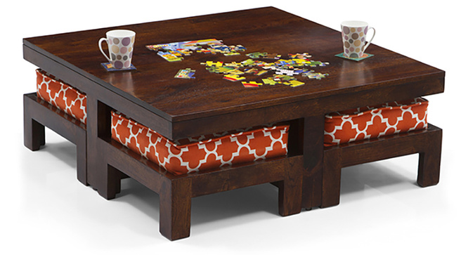 Tribal Coffee Table Set (Walnut Morocco Lattice Rust)